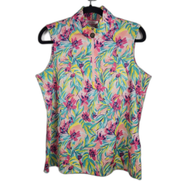 Stella Parker Sleeveless Golf Tennis Pickleball Floral UPF 50 Top Women's M - Picture 4 of 6